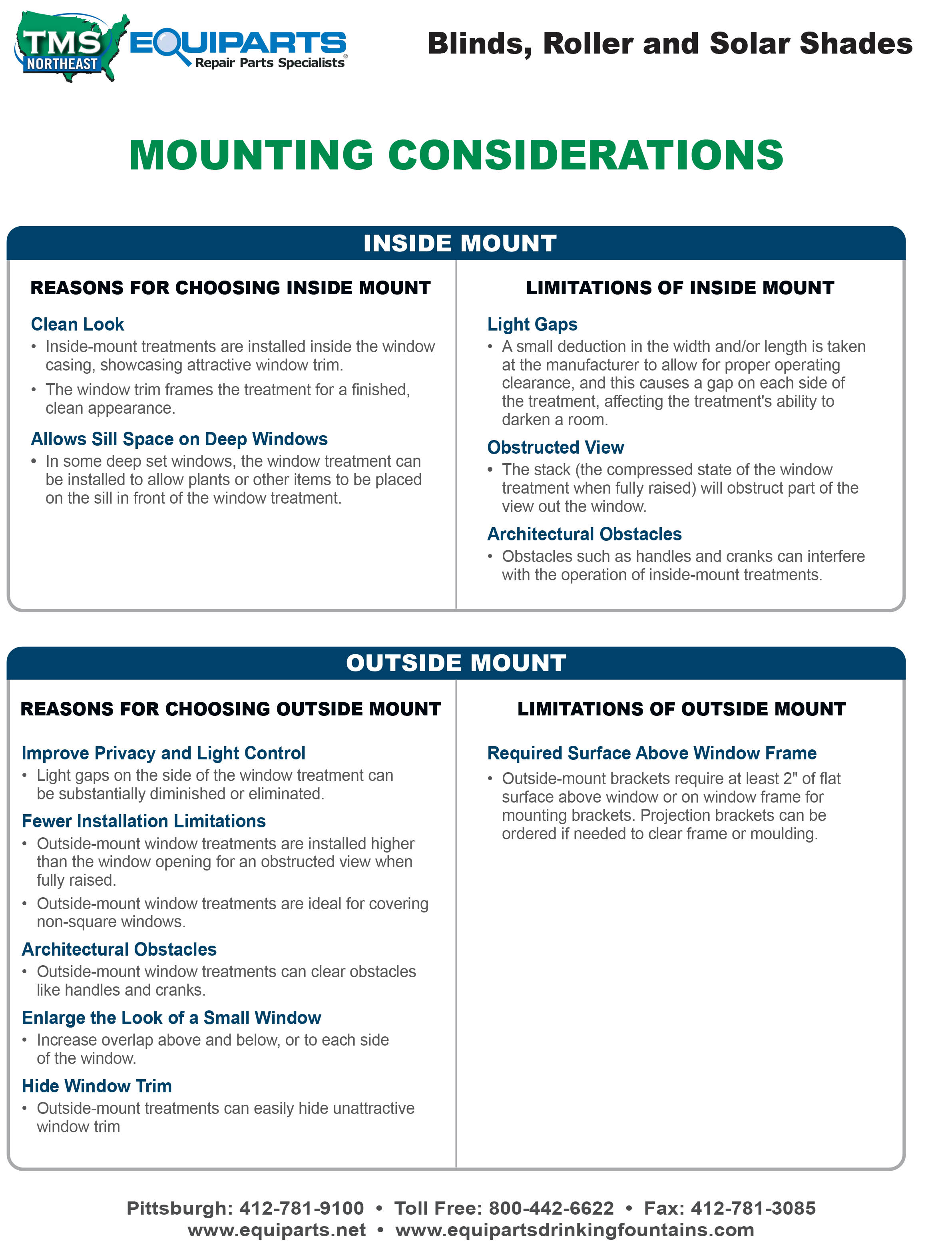 Window Covering Mounting Considerations Worksheet