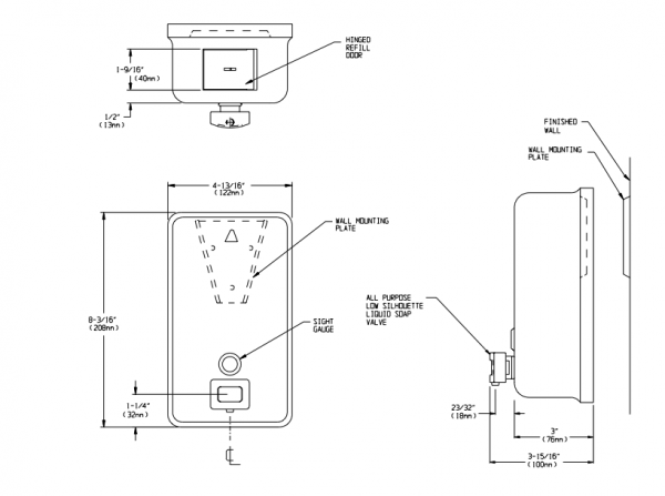 ASI 0343 SS VERTICAL SOAP DISPENSER