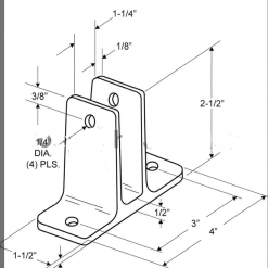 DOUBLE EAR WALL BRACKET 1-1/4" X 2-1/2" TOILET PARTITION