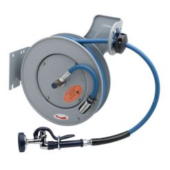 T&S BRASS B-7232-01 OPEN HOSE REEL UNIT EPOXY COATED WITH 35’ HOSE & HI-FLOW SPRAY VALVE