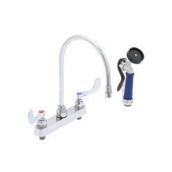 8” DECK MOUNT GOOSENECK FAUCET W/ 4” WRIST HANDLES