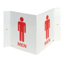 NATIONAL MARKER COMPANY VS4W 3-VIEW MEN’S ROOM SIGN 6” X 9” - RED ON WHITE