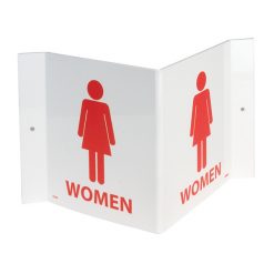 NATIONAL MARKER COMPANY VS5W 3-VIEW WOMEN’S ROOM SIGN 6” X 9” - RED ON WHITE