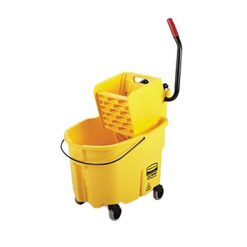 YELLOW MOP BUCKET W/SIDE HANDLE WRINGER 35-QUART