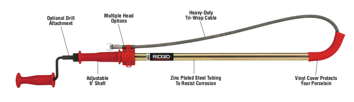 Ridgid 56663 K-6P XL 6´ Toilet Auger W/Bulb Head-