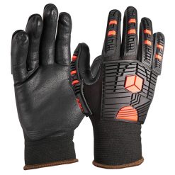 PIP 34-MP155 / M G-TEK ® SEAMLESS KNIT BLACK/RED SHELL IMPACT PROTECTION GLOVE W/ NITRILE COATING (MED)