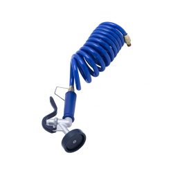 T&S BRASS PG-35AV-CH PET GROOMING ALUMINUM ANGLED SPRAY VALVE WITH BLUE COILED HOSE