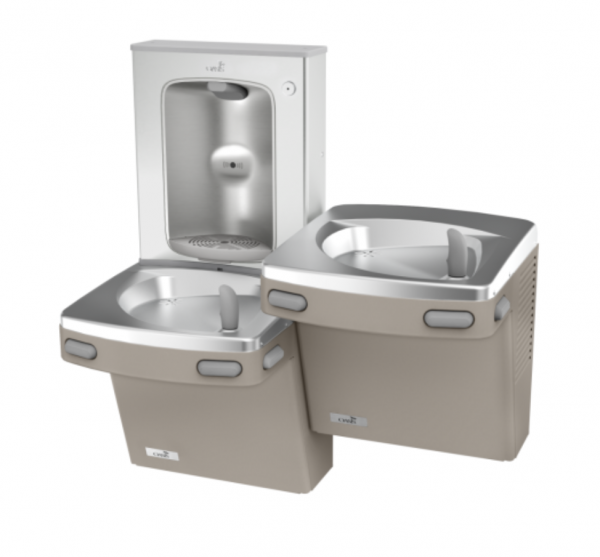 OASIS-LVD PG8SBFSL 507318 SANDSTONE STAINLESS STEEL ALCOVE SPLIT LEVEL WATER COOLERS WITH MANUAL BOTTLE FILLING STATION (NEW STYLE)