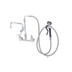 T&S BRASS P3-8WESV-08M 8” WALL MOUNT FAUCET WITH 8” SWIVEL NOZZLE AND 96” STAINLESS STEEL FLEX HOSE