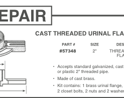 PLASTIC ODDITIES 57348 BRASS THREADED URINAL FLANGE